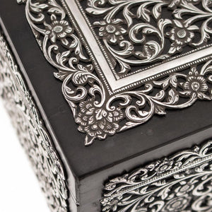 Antique Indian Silver And Rosewood Table Box, Large Size, Oomersi Mawji, Bhuj, Kutch – Circa 1870