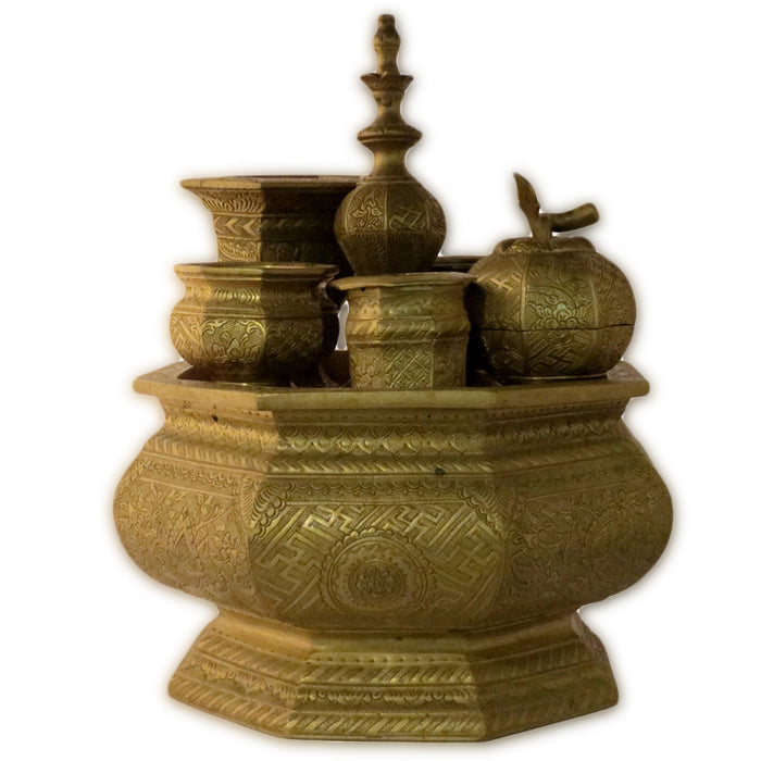 Antique Indonesian Betel Nut Set (tepak Sireh), Brass, East Java, Indonesia – Circa 1900